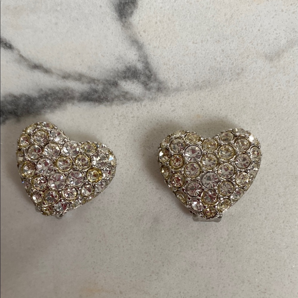 Silver Heart Crystal Earrings